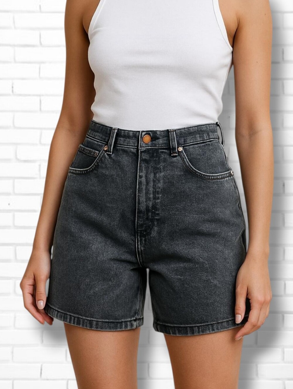 Vintage Nevada Jeans Black Denim High Rise Bermuda Shorts Size 28/29